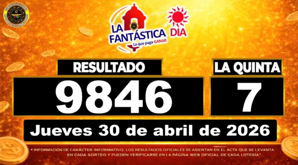 Resultado del sorteo del chance La Fantástica Día del 30 de abril de 2026. // Foto: captura de pantalla