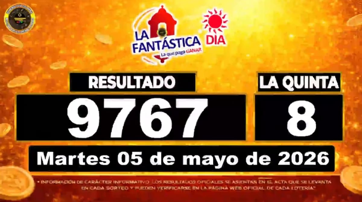 Resultado del sorteo del chance La Fantástica Día del 5 de mayo de 2026. // Foto: captura de pantalla