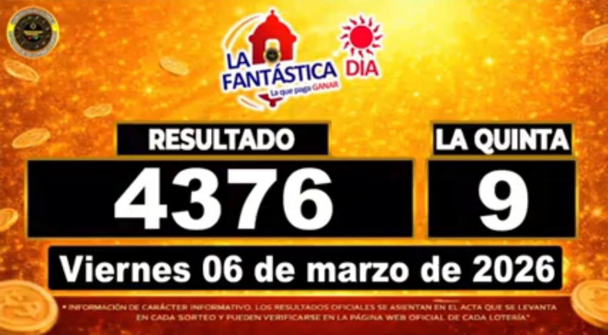 Resultado del sorteo del chance La Fantástica Día del 6 de marzo de 2026. // Foto: captura de pantalla
