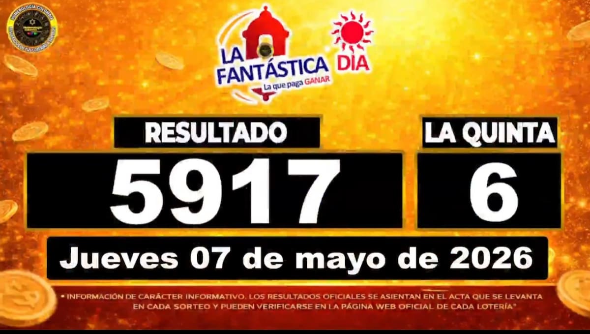 Resultado del sorteo del chance La Fantástica Día del 7 de mayo de 2026. // Foto: captura de pantalla