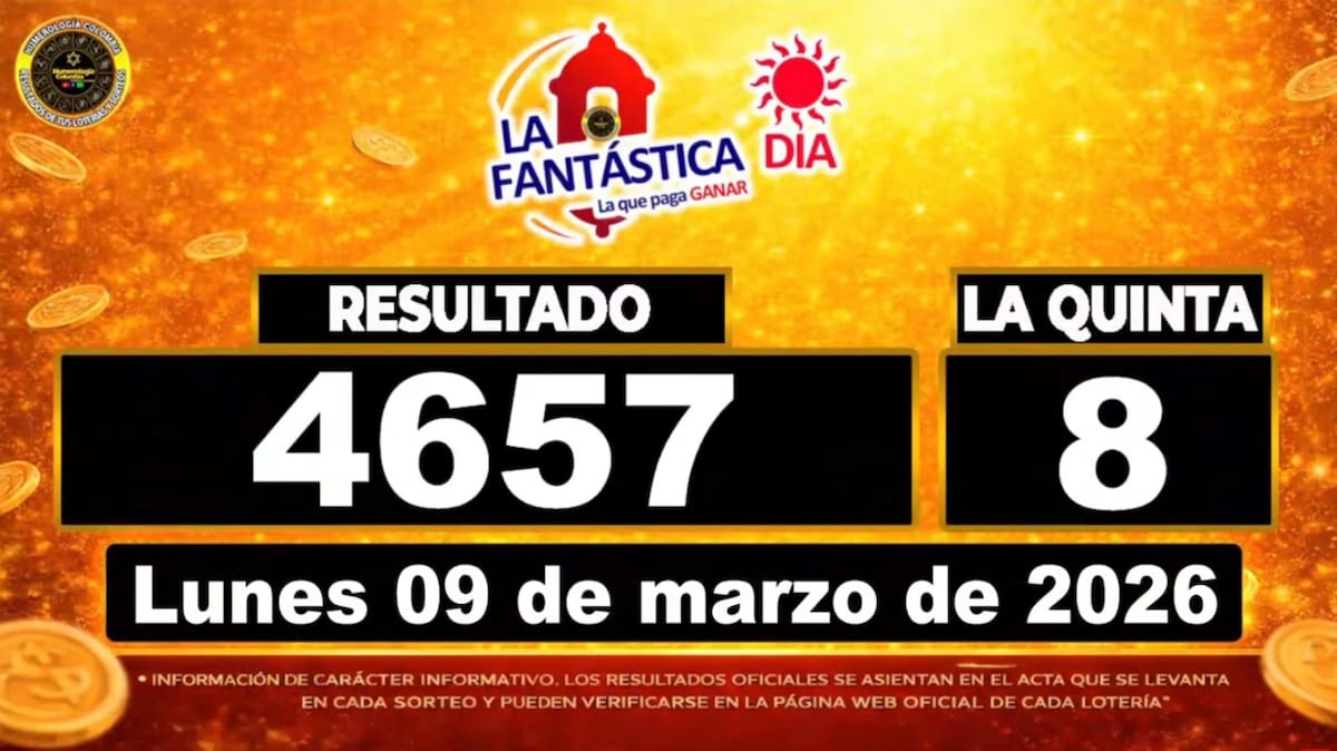 Resultado del sorteo del chance La Fantástica Día del 9 de marzo de 2026. // Foto: captura de pantalla
