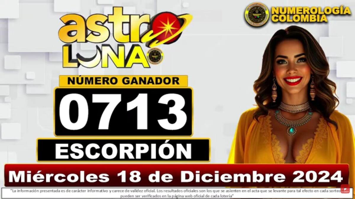Resultado del sorteo del chance Super Astro Luna del 18 de diciembre del 2024. // Foto de internet