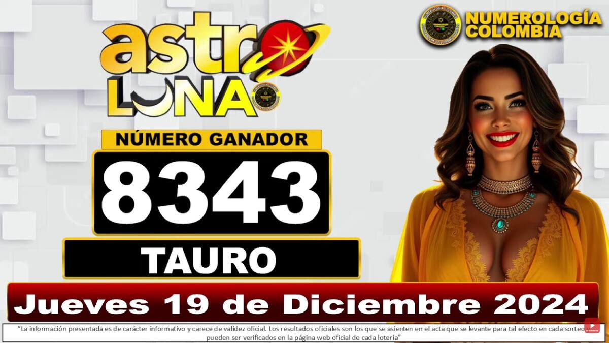 Resultado del sorteo del chance Super Astro Luna del 19 de diciembre del 2024. // Foto de internet