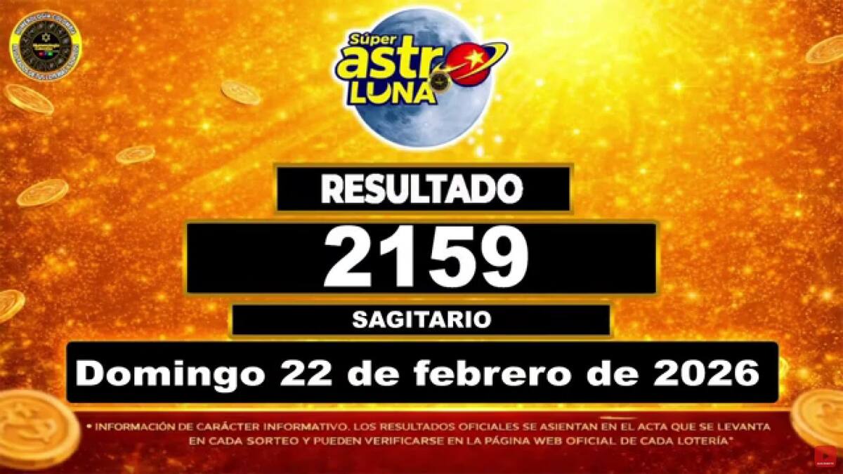 Resultado del sorteo del chance Super Astro Luna del 22 de febrero de 2026. // Foto: captura de pantalla