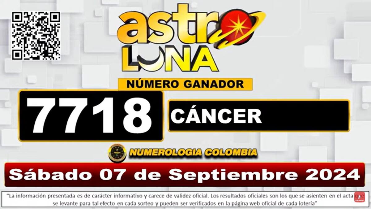 Resultado del sorteo del chance Super Astro Luna del sábado 7 de septiembre del 2024. // Foto tomada de internet.