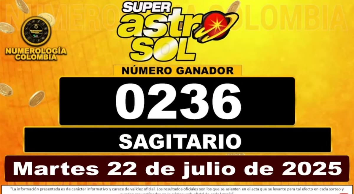 Resultado del sorteo del chance Super Astro Sol del 22 de julio del 2025. // Foto: captura de video