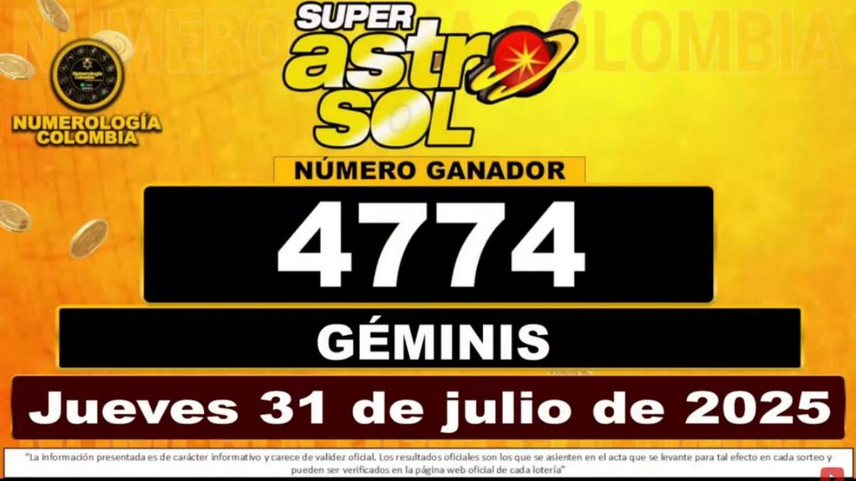 Resultado del sorteo del chance Super Astro Sol del 31 de julio del 2025. // Foto: captura de pantalla