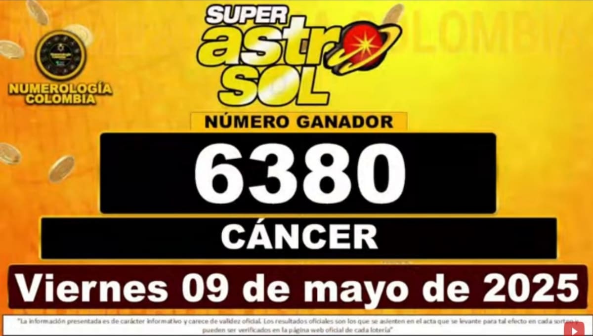 Resultado del sorteo del chance Super Astro Sol del 9 de mayo del 2025. // Foto: captura de pantalla
