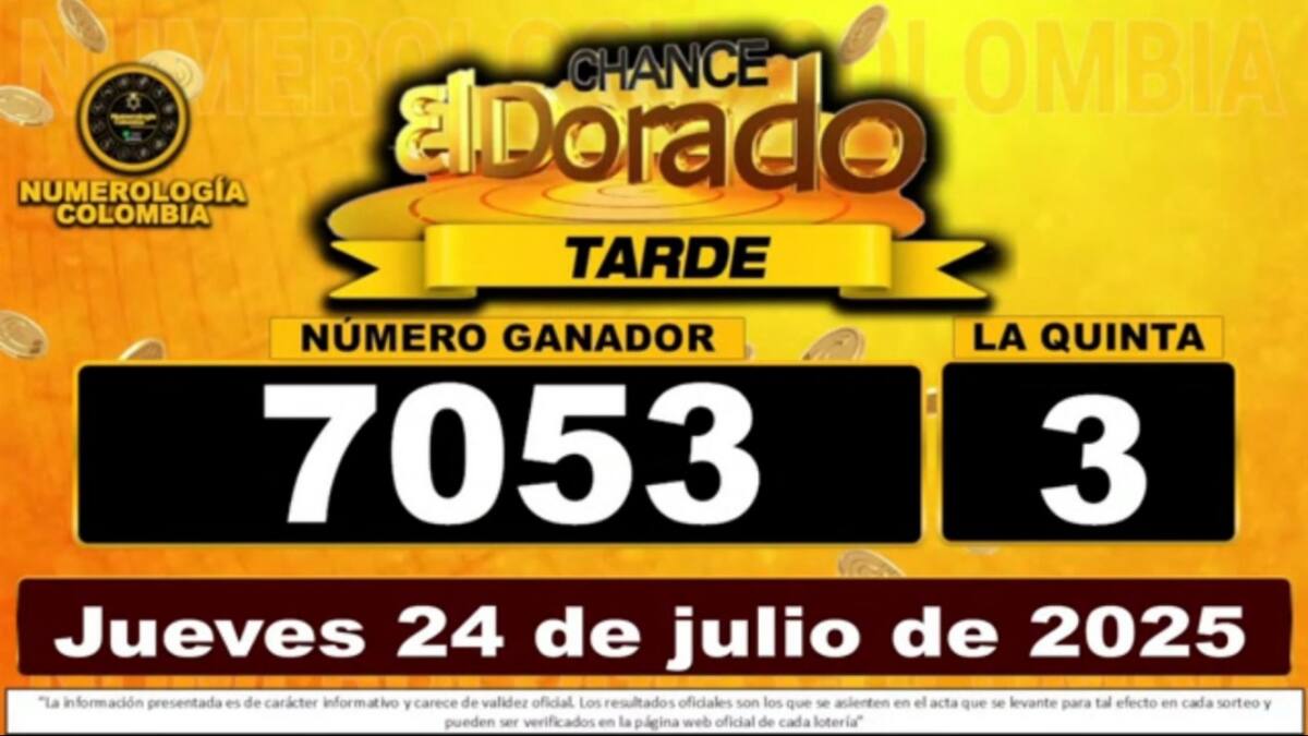Resultado del sorteo del chane El Dorado Tarde del 24 de julio del 2025. // Foto: captura de pantalla