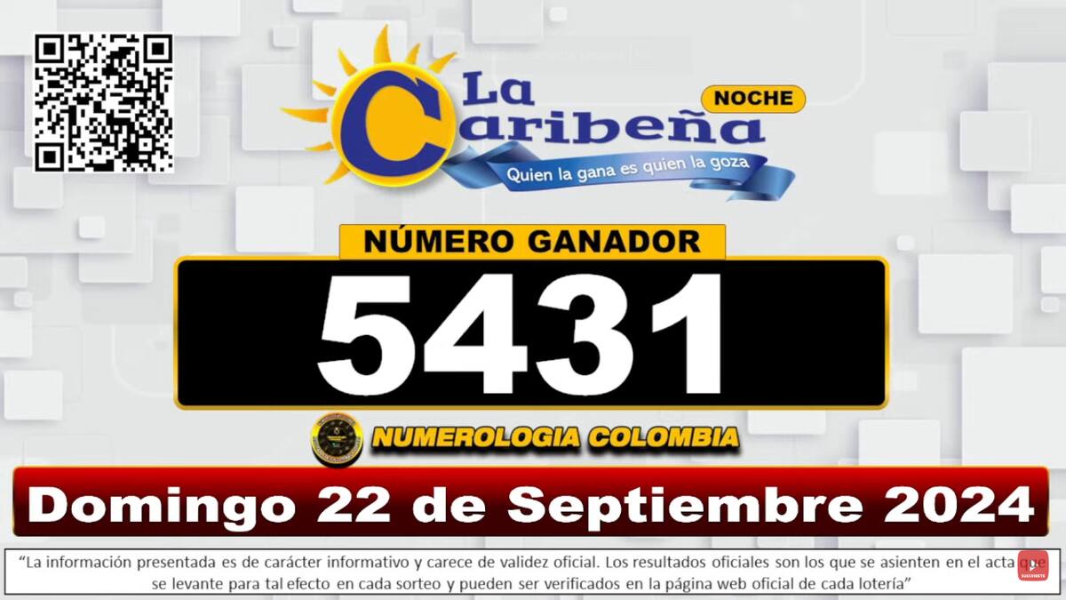 Resultados Caribeña Noche 22 Septiembre. //Captura de Pantalla