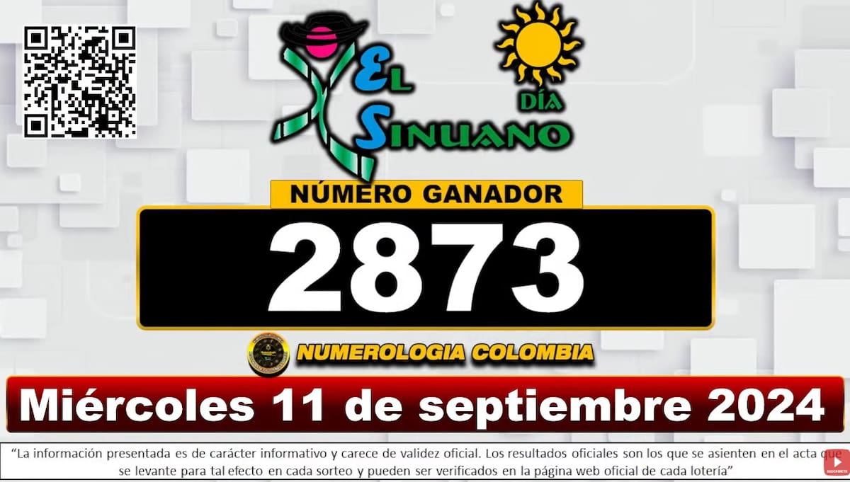 Resultados de El Sinuano del 11 de septiembre de 2024.