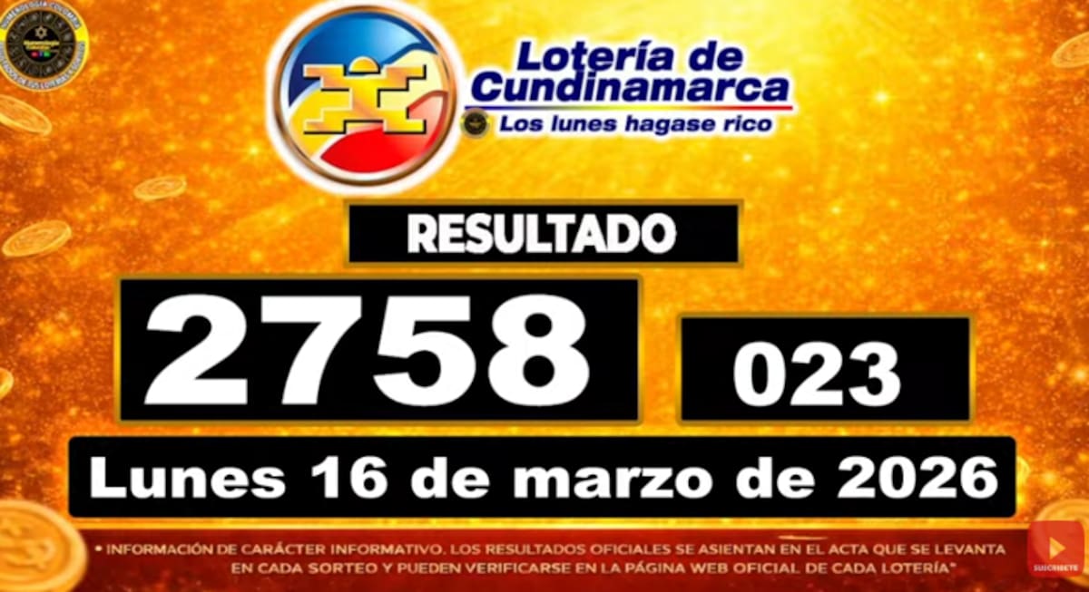 Resultados de la Lotería de Cundinamarca del 16 de marzo. // Foto: captura de pantalla