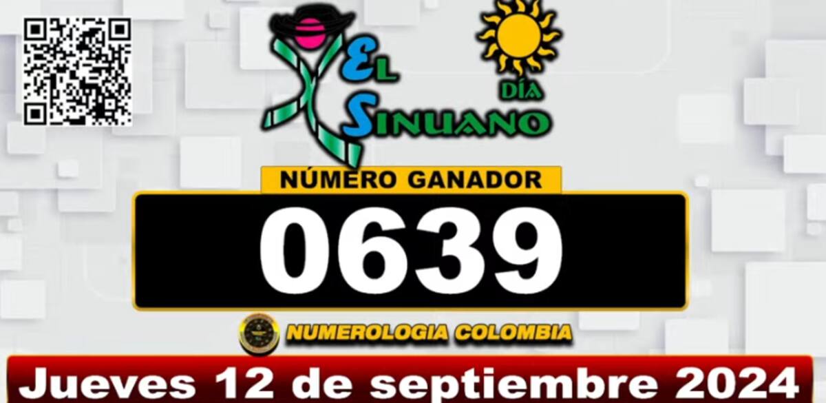 Resultados del Sinuano Día del sorteo del jueves 12 de septiembre de 2024. // Captura