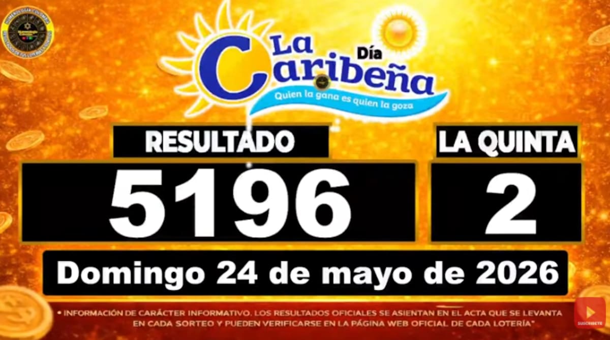Resultados del sorteo de La Caribeña Día del 24 de mayo. // Foto: captura de pantalla