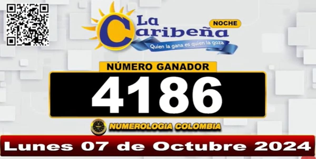 Resultados del sorteo de La Caribeña Noche del lunes 7 de octubre del 2024. // Foto: captura de pantalla