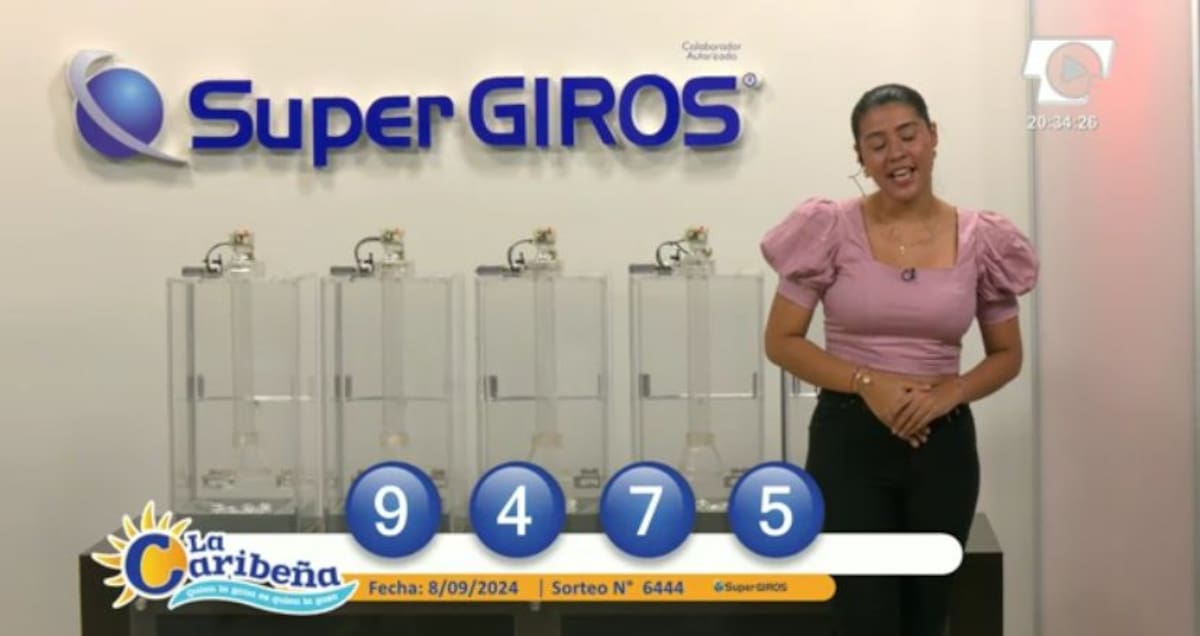 Resultados del Sorteo de La Caribeña Noche domingo 8 de septiembre. // Foto: captura de pantalla