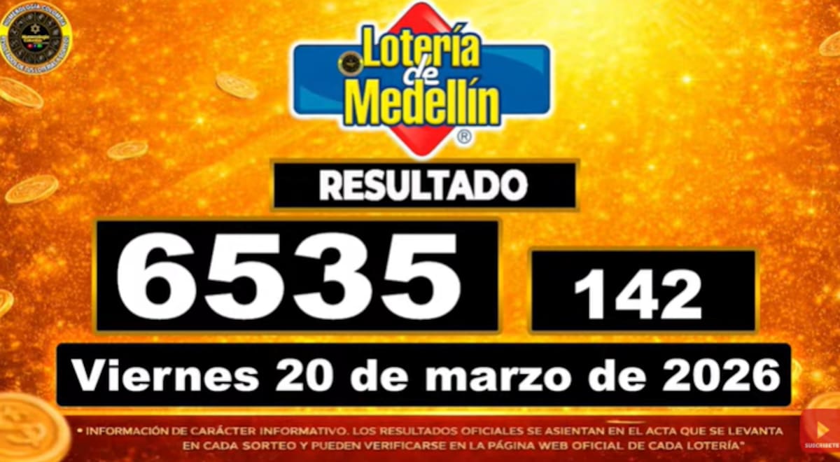 Resultados del sorteo de la Lotería de Medellín. // Foto: captura de pantalla