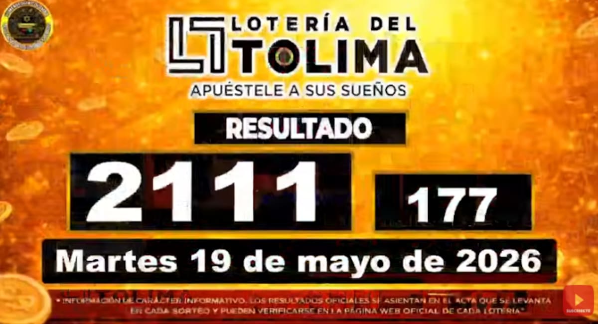 Resultados del último sorteo de la Lotería del Tolima. // Foto: captura de pantalla