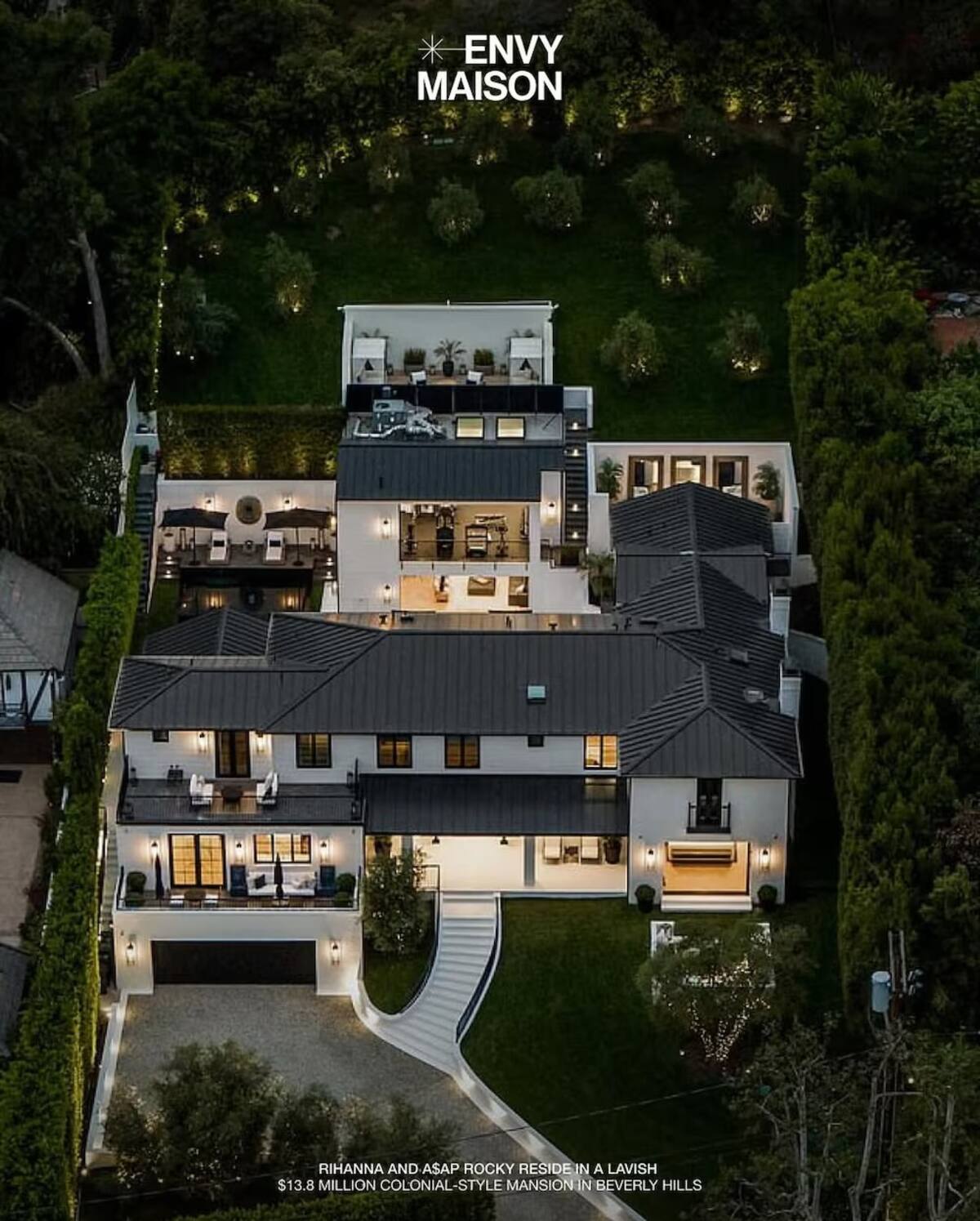 Mansión donde viven Rihanna y A$AP Rocky junto a sus hijos. //Foto: IG @envumansion.