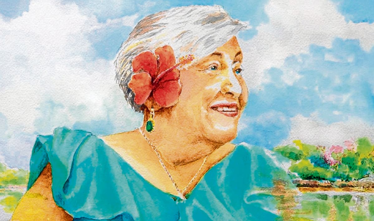 Rita Flórez Esquivel, compositora de Ciénaga de Oro, residente en Cartagena. Pintura de Limberto Tarriba.
