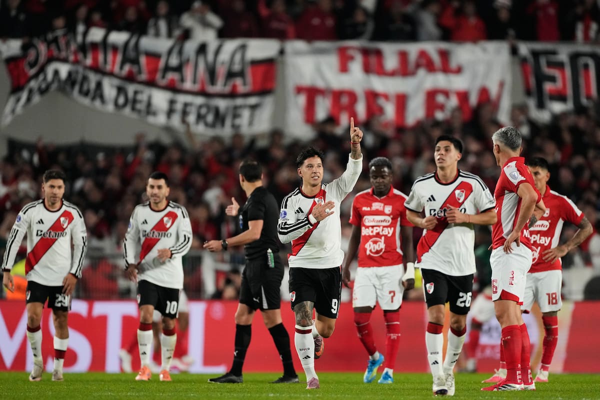 River Plate había puesto en ventaja a los suyos en el duelo contra Santa Fe antes de la tanda de penales en la Copa Sudamericana. //Foto, AP: Gustavo Garello