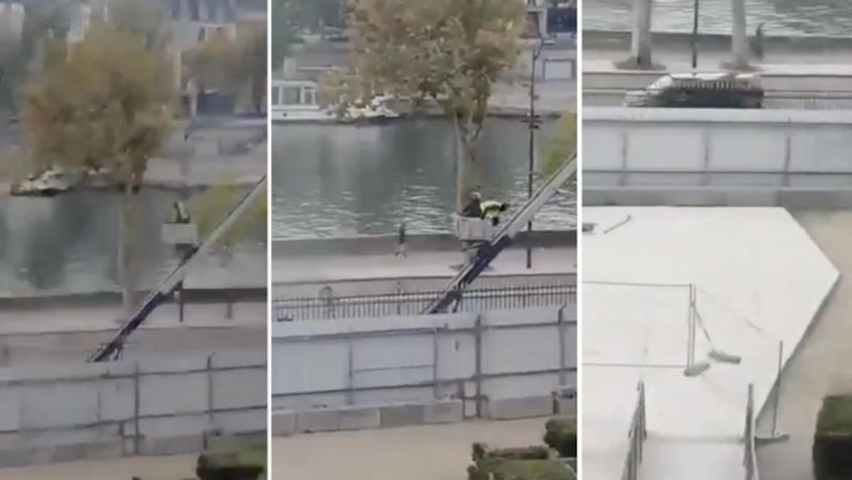 El video del robo en el Museo del Louvre: así descendieron los ladrones por el montacargas antes de huir en moto.