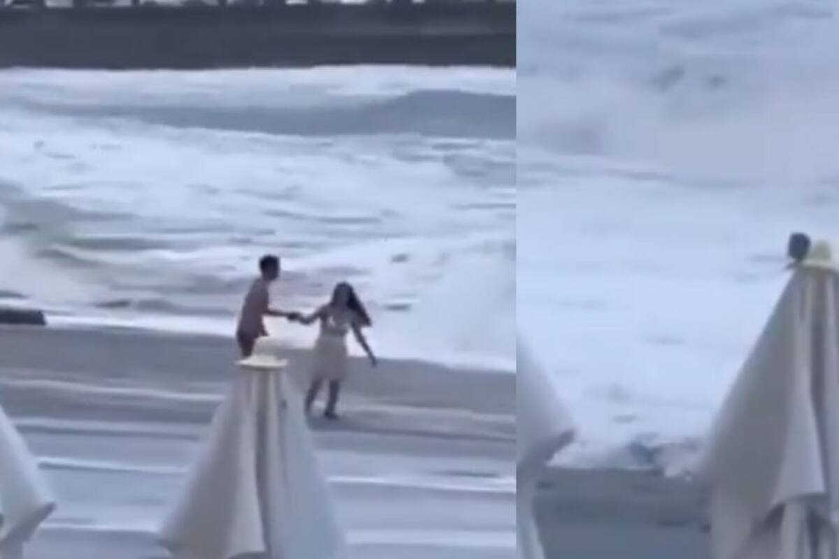 Video: Joven fue arrastrada por una fuerte oleada en Rusia