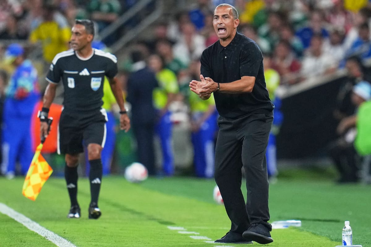 El seleccionador de Túnez, Sabri Lamouchi, reacciona durante el partido de fútbol del Grupo F de la Copa del Mundo entre Suecia y Túnez. //Foto, AP: Matias Delacroix
