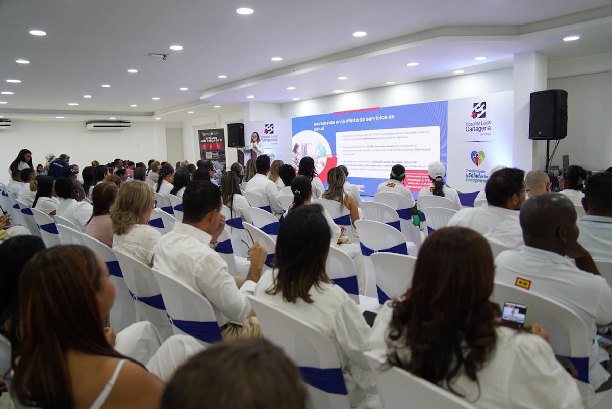 Sabrina Van-Leenden, gerente de la ESE Hospital Local Cartagena de Indias, durante evento de rendición de cuentas del periodo 2025. // Cortesía Alcaldía de Cartagena