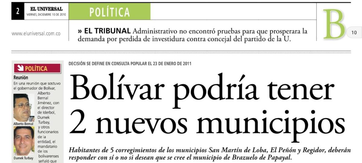 Publicación de El Universal un viernes, 10 de diciembre de 2010. // Archivo.