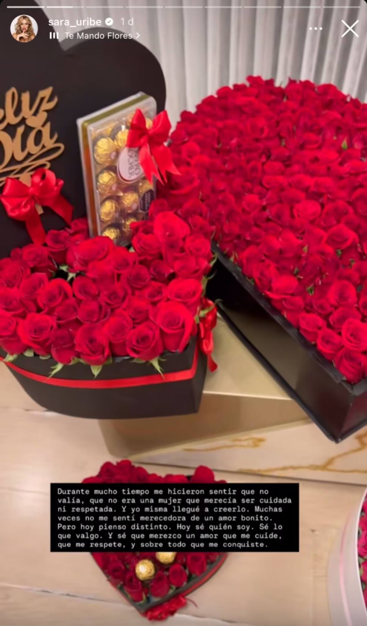 Sara Uribe comparte romántico detalle que le hicieron. //Foto: IG @sara_uribe.