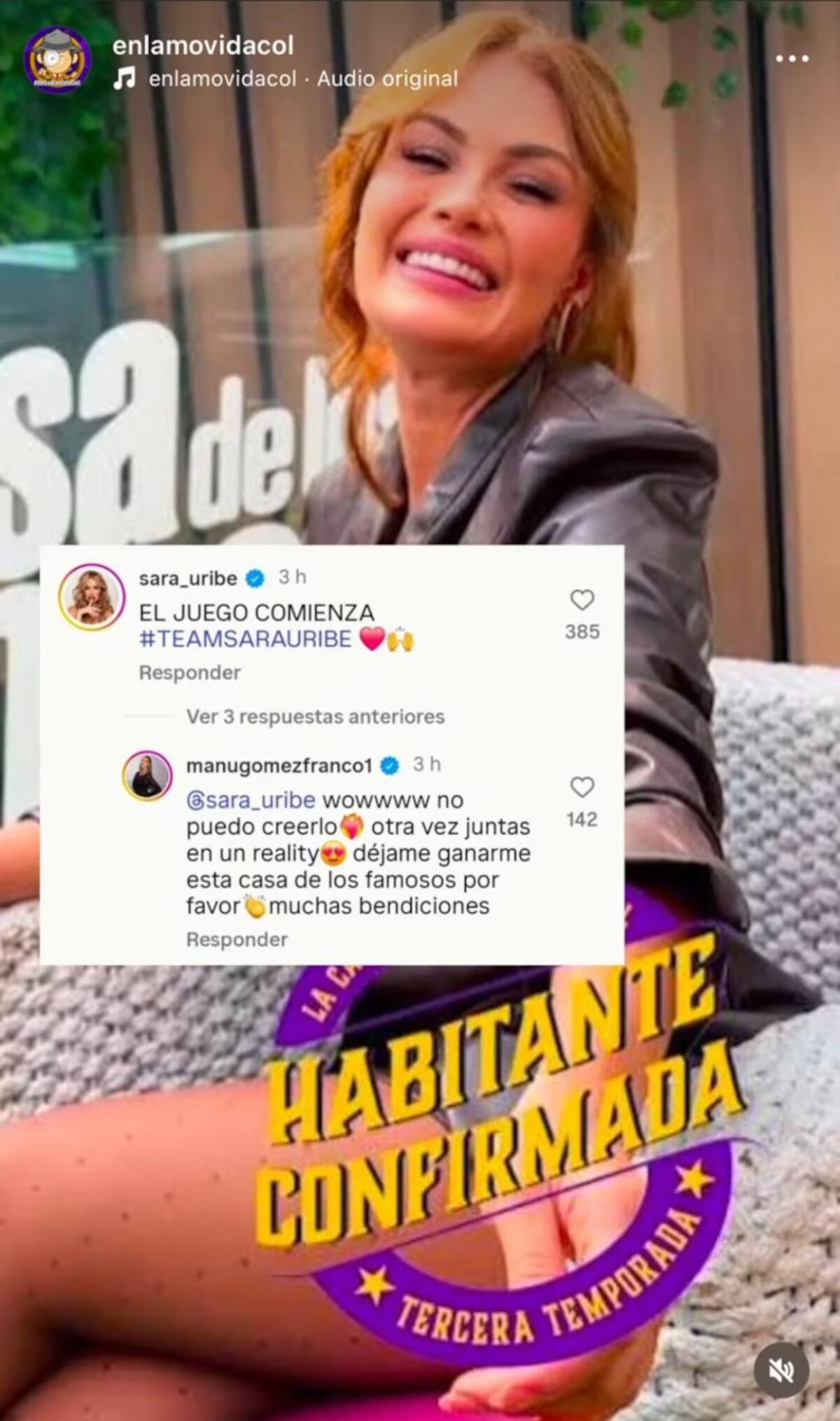 Manuela Gómez le pidió a Sara Uribe que la deje ganar La casa de los famosos. //Foto: IG @enlamovidacol.