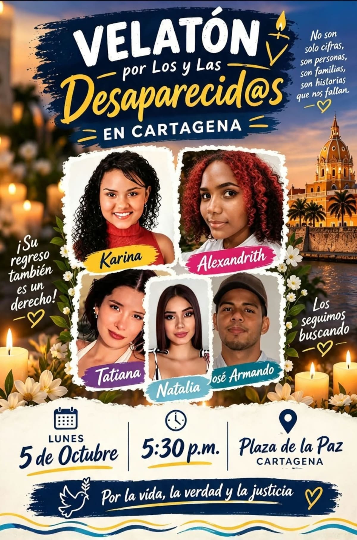 Seis desapariciones, una misma espera: harán velatón en Cartagena.