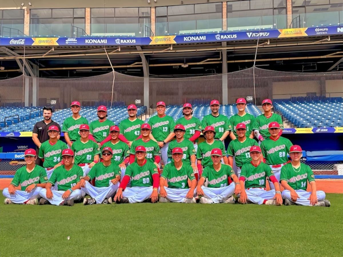 Seleccionado de México, que este viernes se mide a Sudáfrica por la VI Copa Mundial de Béisbol Sub-15 WBSC 2024 a jugarse en el estadio Édgar Rentería de Barranquilla.