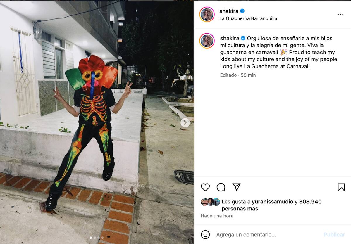 Esta la publicación que hizo Shakira en Instagram sobre su paso por La Guacherna en Barranquilla. //Foto: tomada de redes sociales.