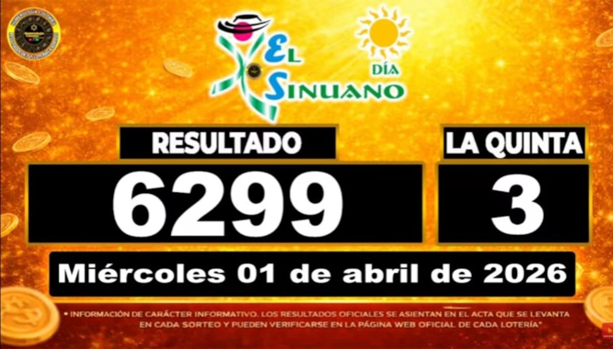 Sinuano Día del 1 de abril de 2026. // Foto: captura de pantalla