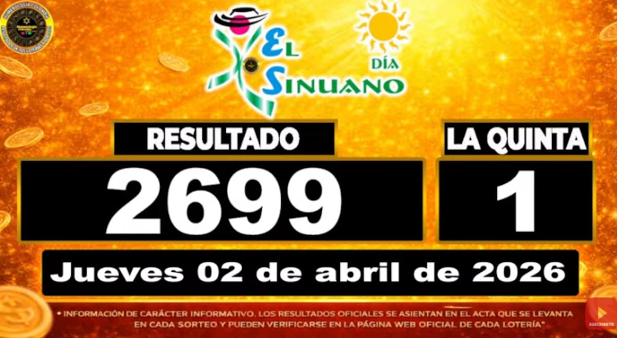 Sinuano Día del 2 de abril de 2026. // Foto: captura de pantalla