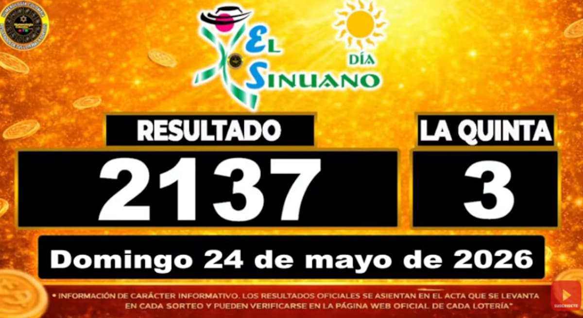 Sinuano Día del 24 de mayo de 2026. // Foto: captura de pantalla