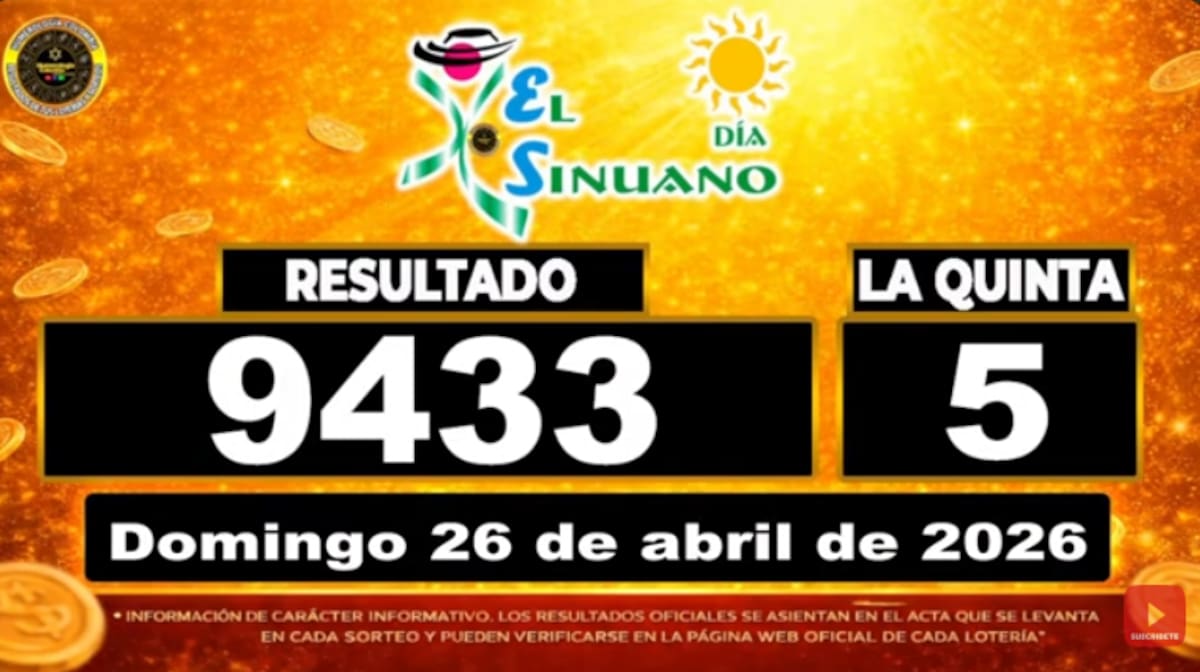 Sinuano Día del 26 de abril de 2026. // Foto: captura de pantalla
