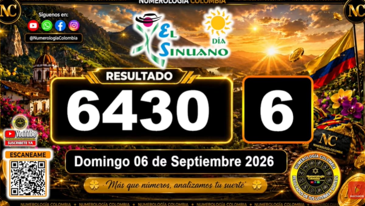 Sinuano Día del 6 de septiembre de 2026. // Foto: Foto: captura de pantalla del canal de YouTube @NumerologíaColombia.