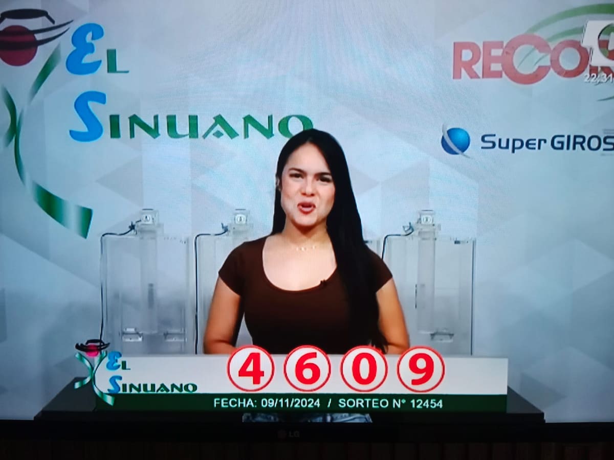 Resultados del sorteo El Sinuano Noche del 9 de noviembre de 2024.