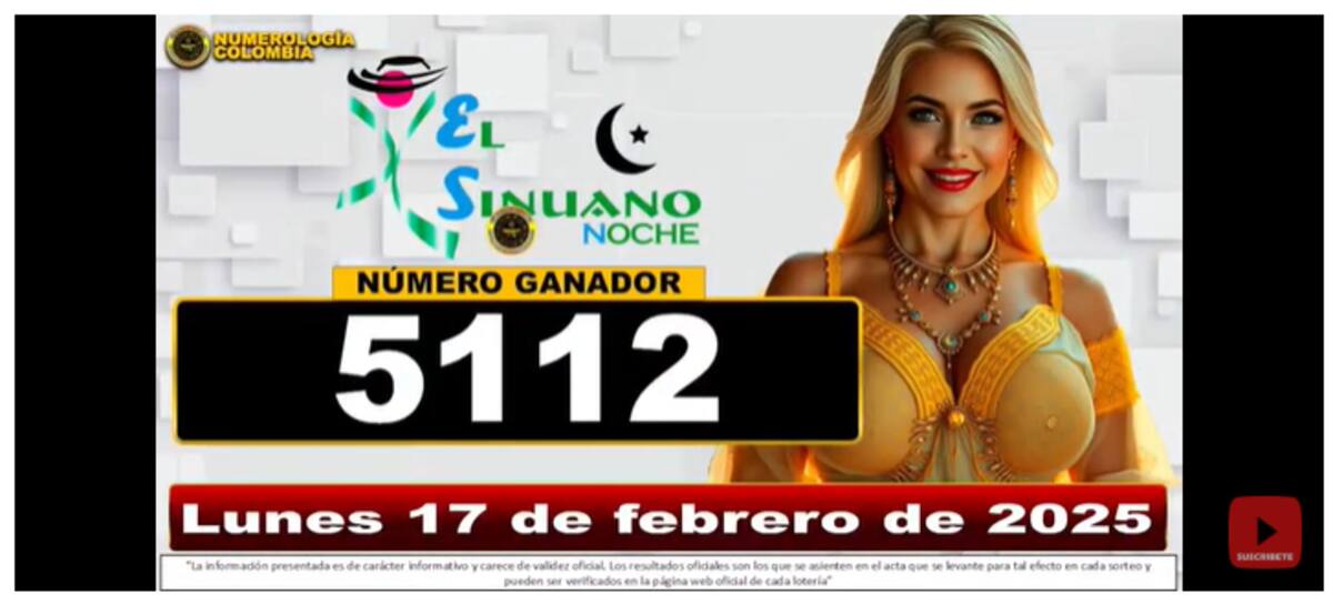 Resultado de El Sinuano Noche del 17 de febrero de 2025.