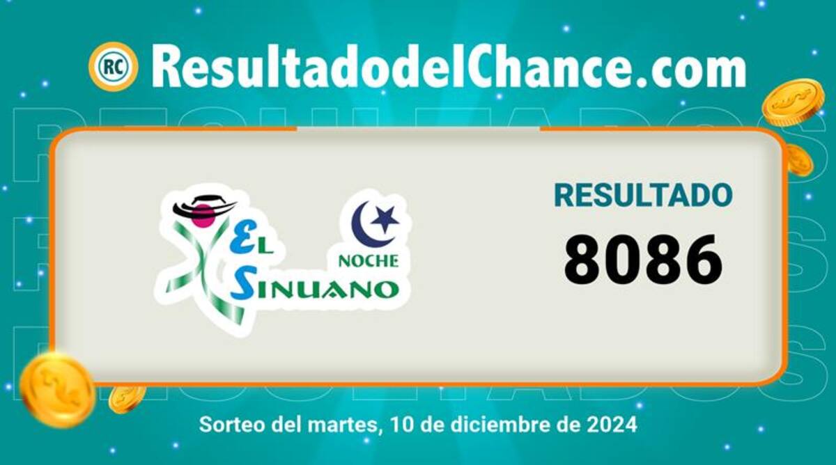 Resultados del sorteo El Sinuano Noche del 9 de diciembre de 2024.
