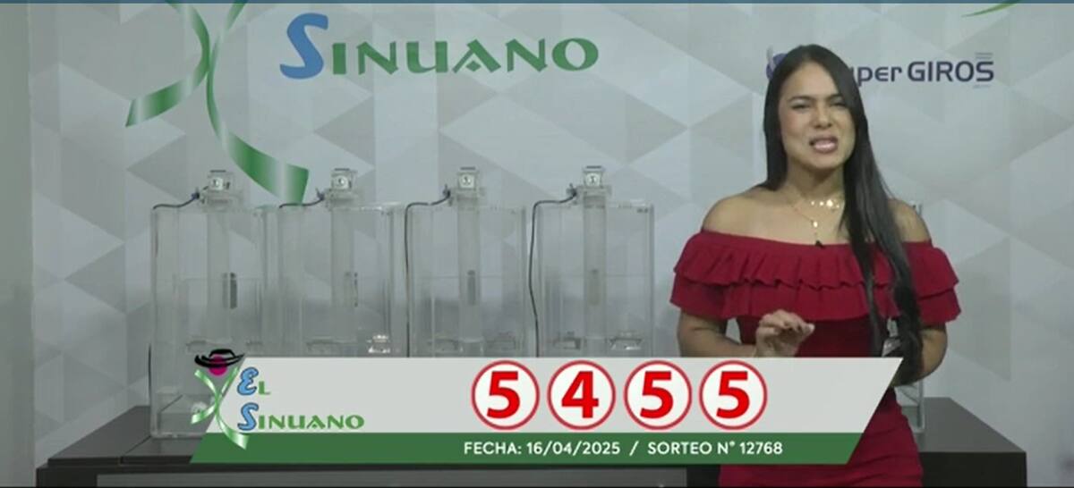 Resultado del sorteo de El Sinuano Noche del 16 de abril de 2025.