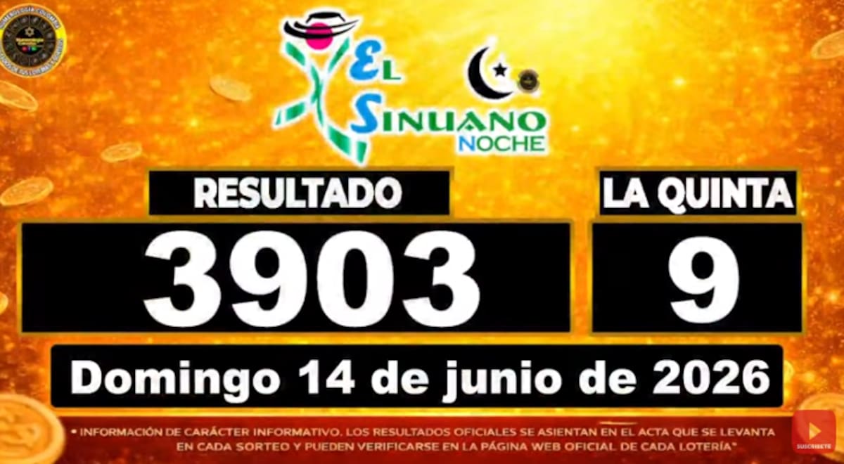 Sinuano Noche del 14 de junio de 2026. // Foto: captura de pantalla