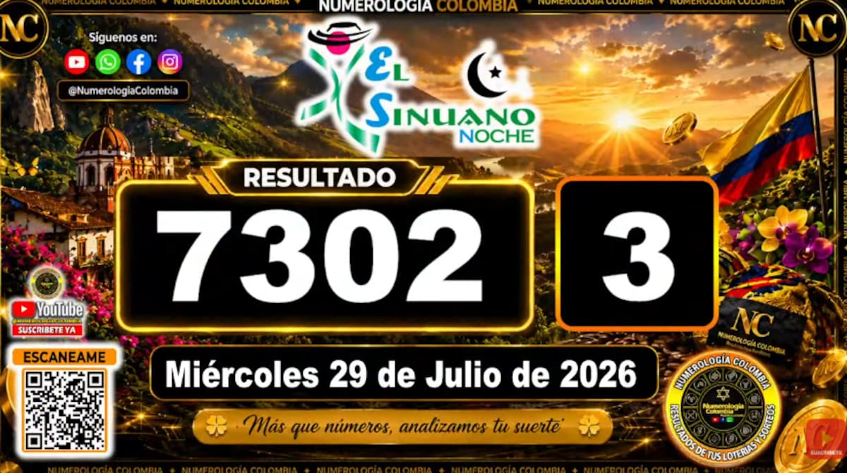 Sinuano Noche del 29 de julio de 2026. // Foto: captura de pantalla del canal de YouTube @NumerologíaColombia.