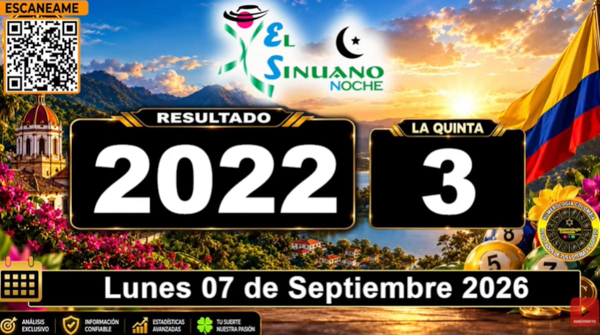 Sinuano Noche del 7 de septiembre de 2026. // Foto: captura de pantalla del canal de YouTube @NumerologíaColombia.