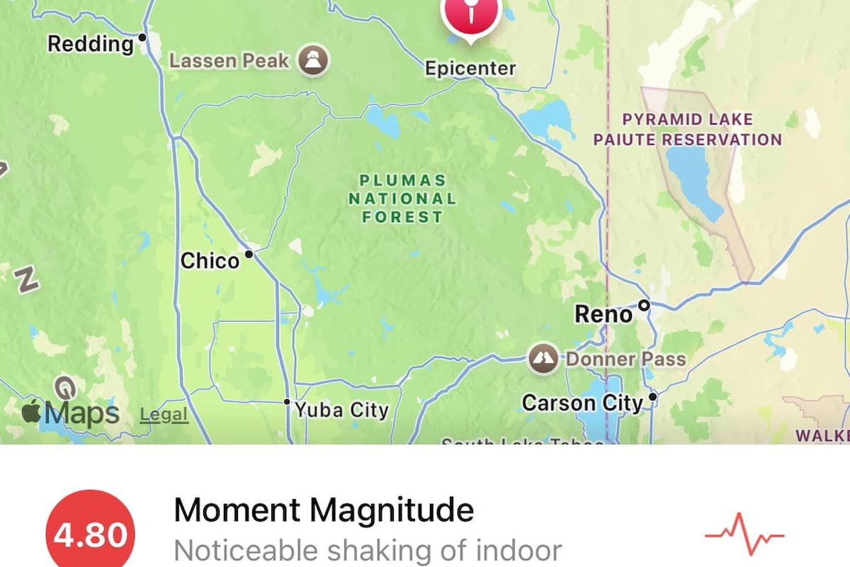 Sismo de magnitud 4.8 sacude el norte de California, Estados Unidos