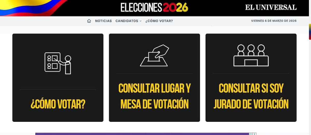 Sitio web elecciones 2026 El Universal. // Foto: El Universal