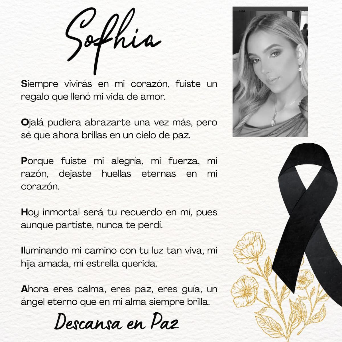 Ella era Sophia Durán, la joven residente de Bucaramanga que murió en un trágico accidente.